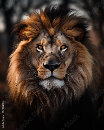 Majestic male lion in the wild