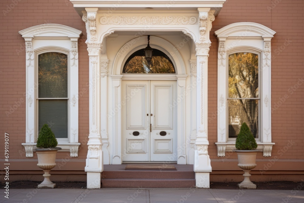 italianate style doorway featuring corbels on the facade