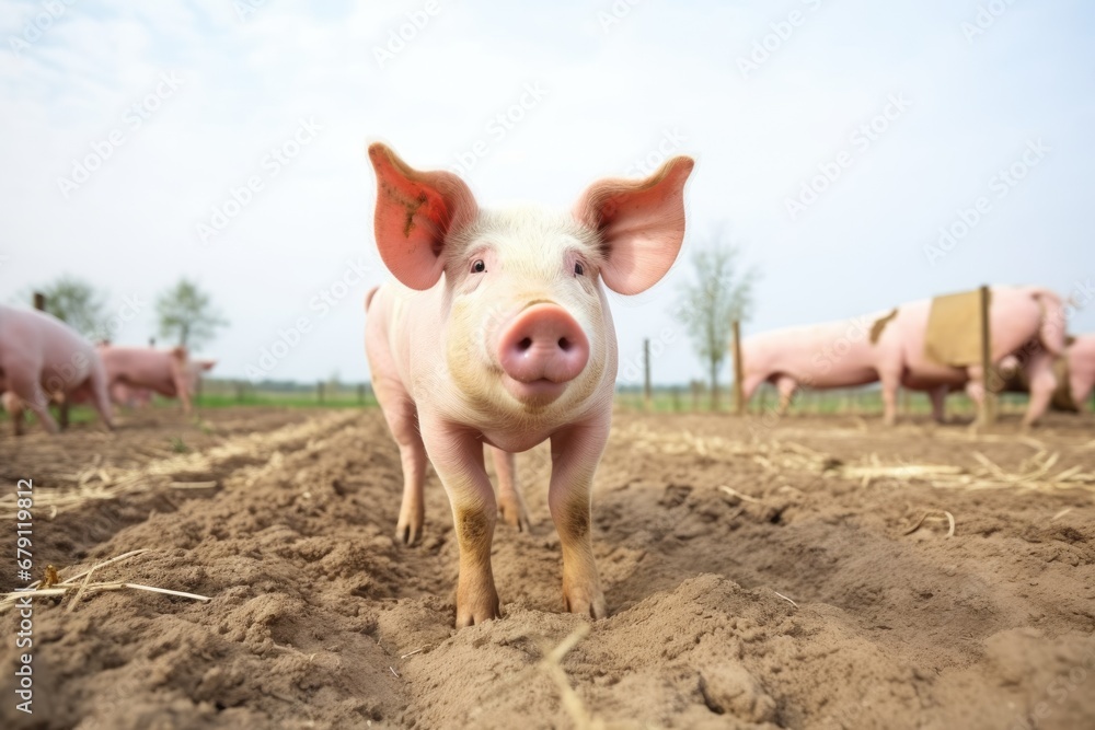 pig in open space within scientific research farm pig in open space within scientific research farm