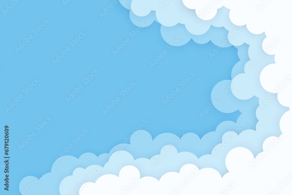 Cloud background in paper cut style