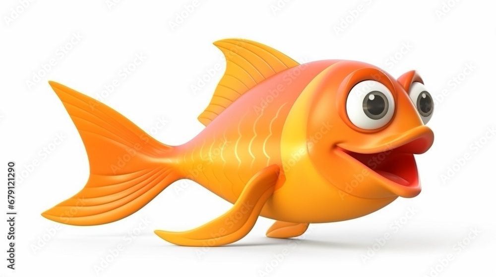 fish character isolated on white background. cute little magic fish isolated on white. generative ai fish character isolated on white background. cute little magic fish isolated on white. generative ai