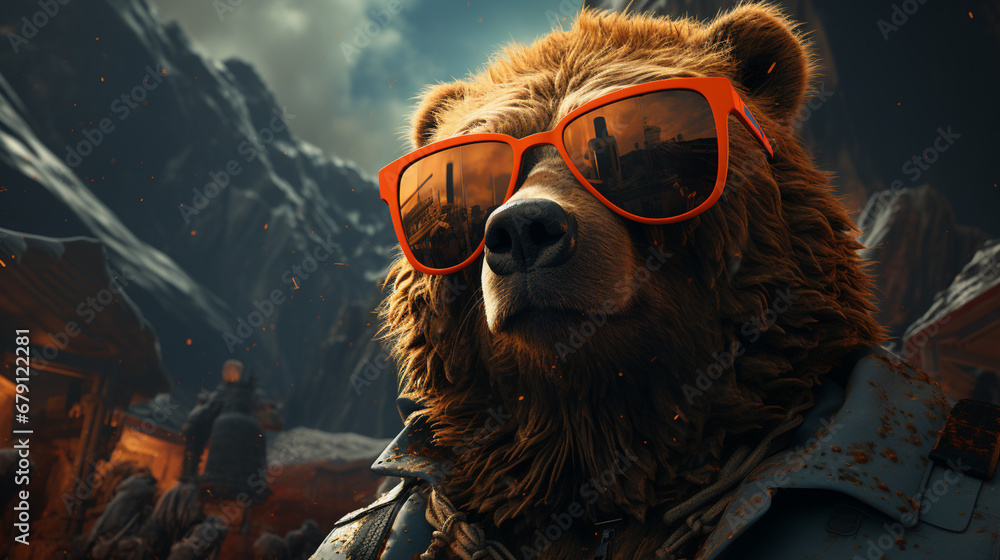 Cool bear with sunglasses. teddy bear in sunglasses teddy bear in sunglasses. generative ai