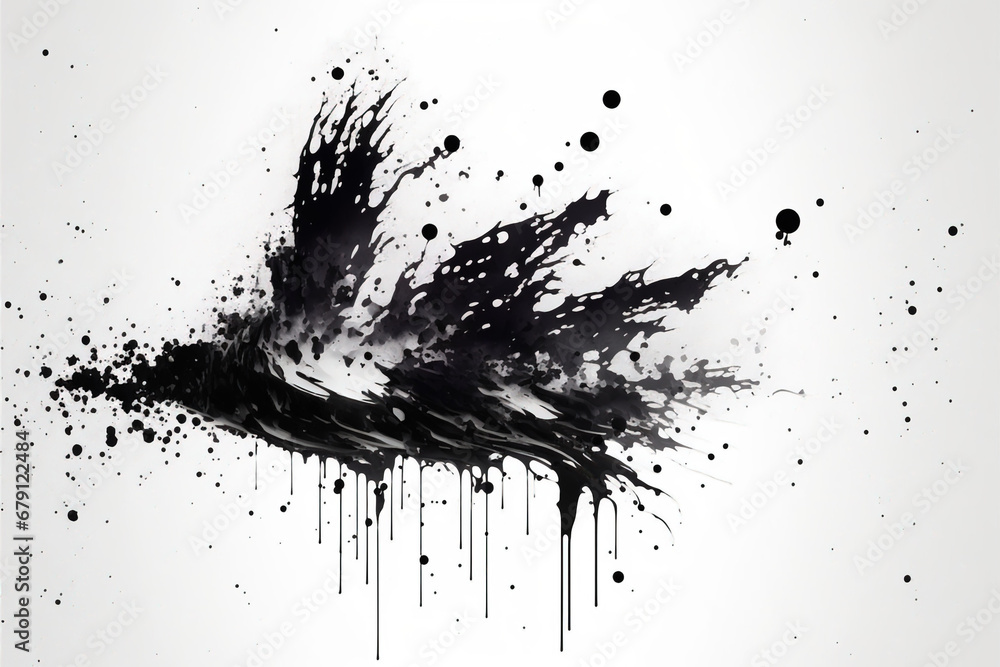Ink splash. Dirt splatter. Grunge artwork. Black paint spill drop drip blotch mess on white paper art illustration abstract background. Ink splash. Dirt splatter. Grunge artwork. Black paint spill drop drip blotch mess on white paper art illustration abstract background.