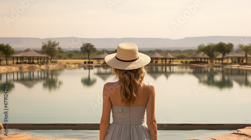 woman on the pier HD 8K wallpaper Stock Photographic Image © AA