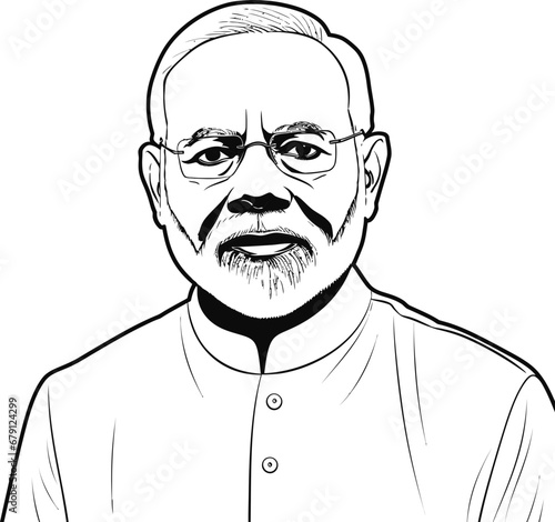 Narendra Modi Illustration Image, Coloring Page