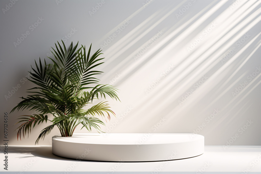 Podium Product Display Presentation with Sandstone and Plants Podium Product Display Presentation with Sandstone and Plants