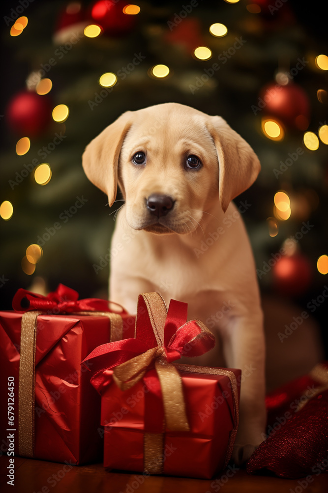 Cute dog celebrate Christmas Eve with you