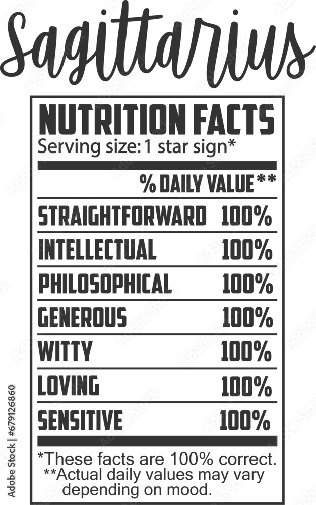 Sagittarius - Funny Zodiac Nutrition Facts Sagittarius - Funny Zodiac Nutrition Facts