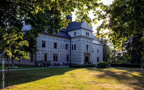 Beautiful view of the Renaissance castle from the castle park