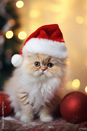 Cute cat celebrate Christmas Eve with you