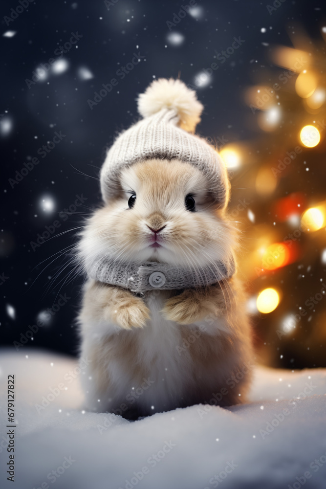 Cute rabbit celebrate Christmas Eve with you