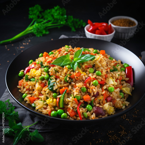 Fried rice mix with natural nutrition and fresh vegetables