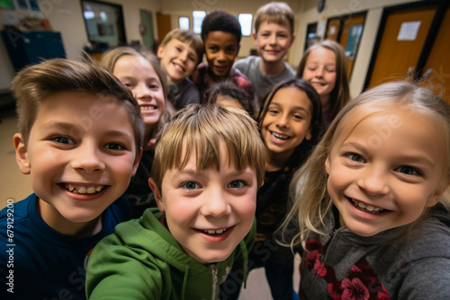 Memorable Moments: Co-Ed Elementary Class Captures a Fun Selfie