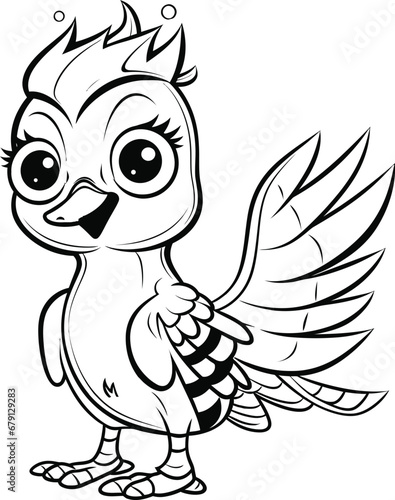 Hoopoe bird animal black and white coloring page