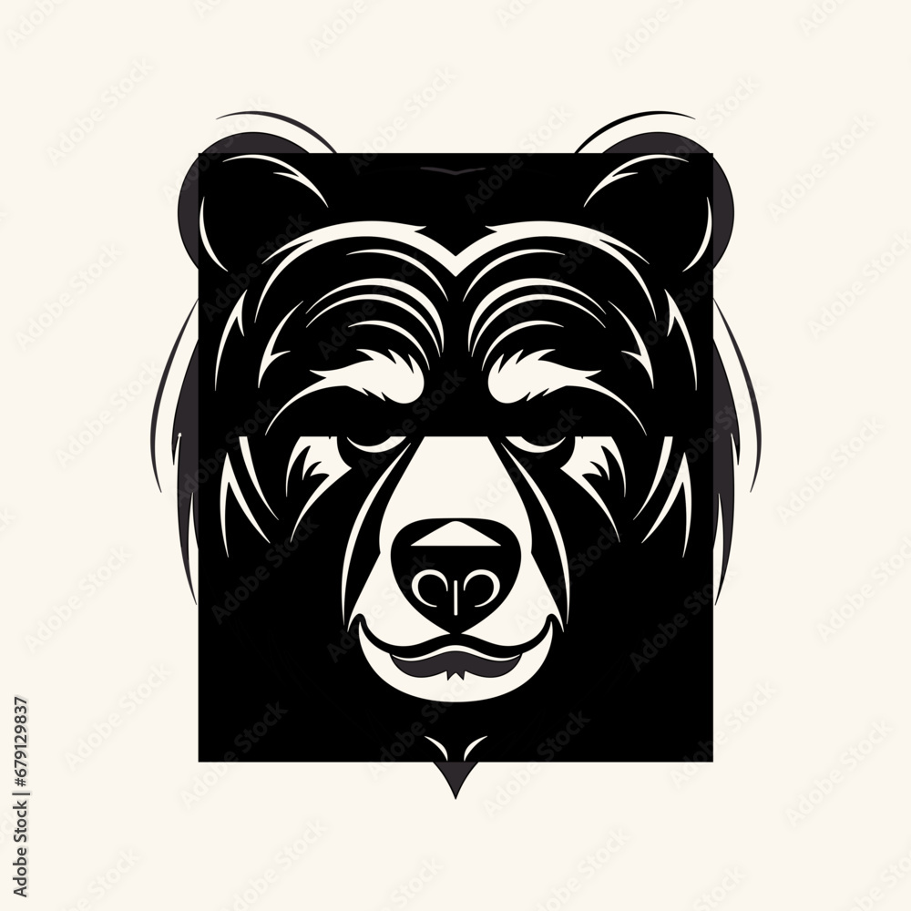 North American Bear, Black and White Vector Illustration North American Bear, Black and White Vector Illustration