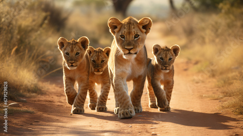 A bunch of lion cubs
