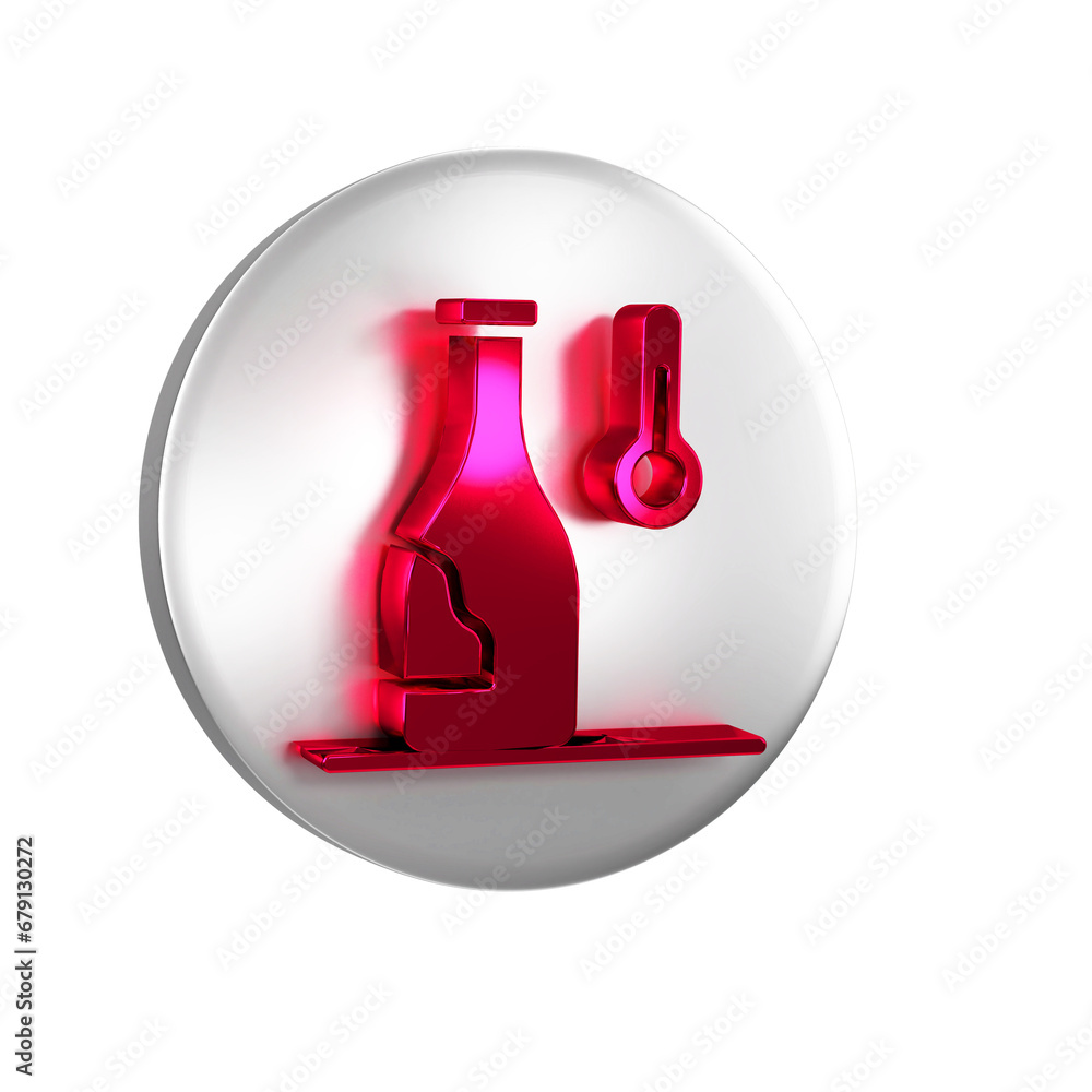 Red Wine temperature icon isolated on transparent background. Silver circle button. Red Wine temperature icon isolated on transparent background. Silver circle button.