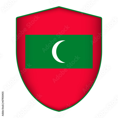 Free Download Maldives flag in shield shape. Vector illustration. - GFXLoad