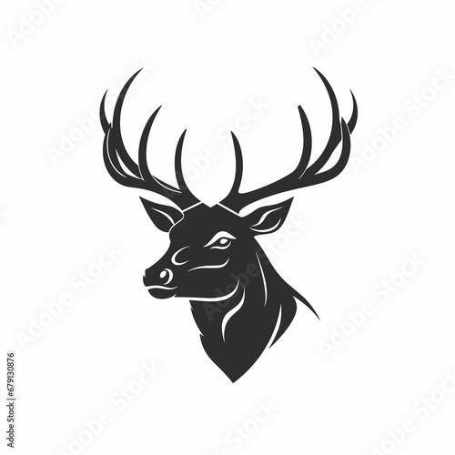 North American Elk  Black and White Vector Illustration