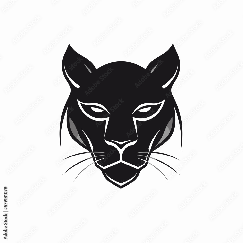 Obraz premium North American Mountain Lion, Black and White Vector Illustration