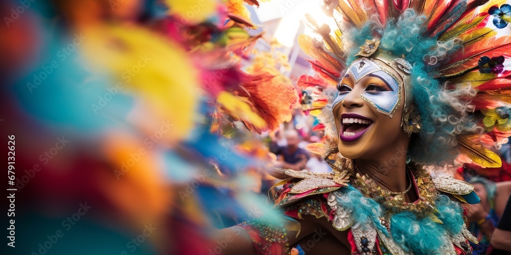Vibrant Essence of Brazilian Carnival with Colorful Costumes Vibrant Essence of Brazilian Carnival with Colorful Costumes