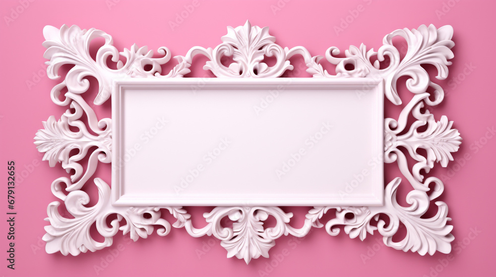 Christmas minimal composition. Photo frame and white decorations on pastel pink background. New Year, winter concept. Flat lay, top view, copy space Christmas minimal composition. Photo frame and white decorations on pastel pink background. New Year, winter concept. Flat lay, top view, copy space