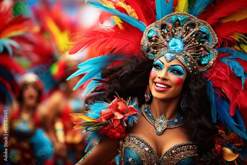 Vibrant Essence of Brazilian Carnival with Colorful Costumes