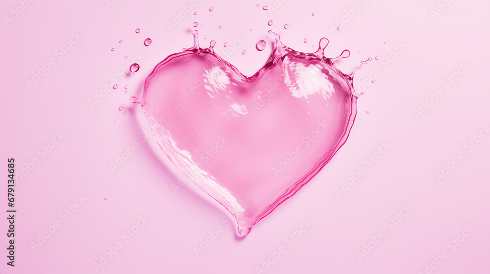 Pink liquid transparent heart. 