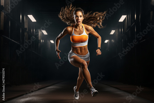 Studio Power Session: Sportswoman Engages in Running and Strength Training