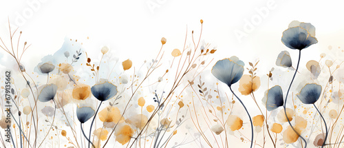 Watercolor floral background. Hand painted watercolor flowers. Beautiful banner for decoration design, print, wallpaper, textile, interior design, poster.