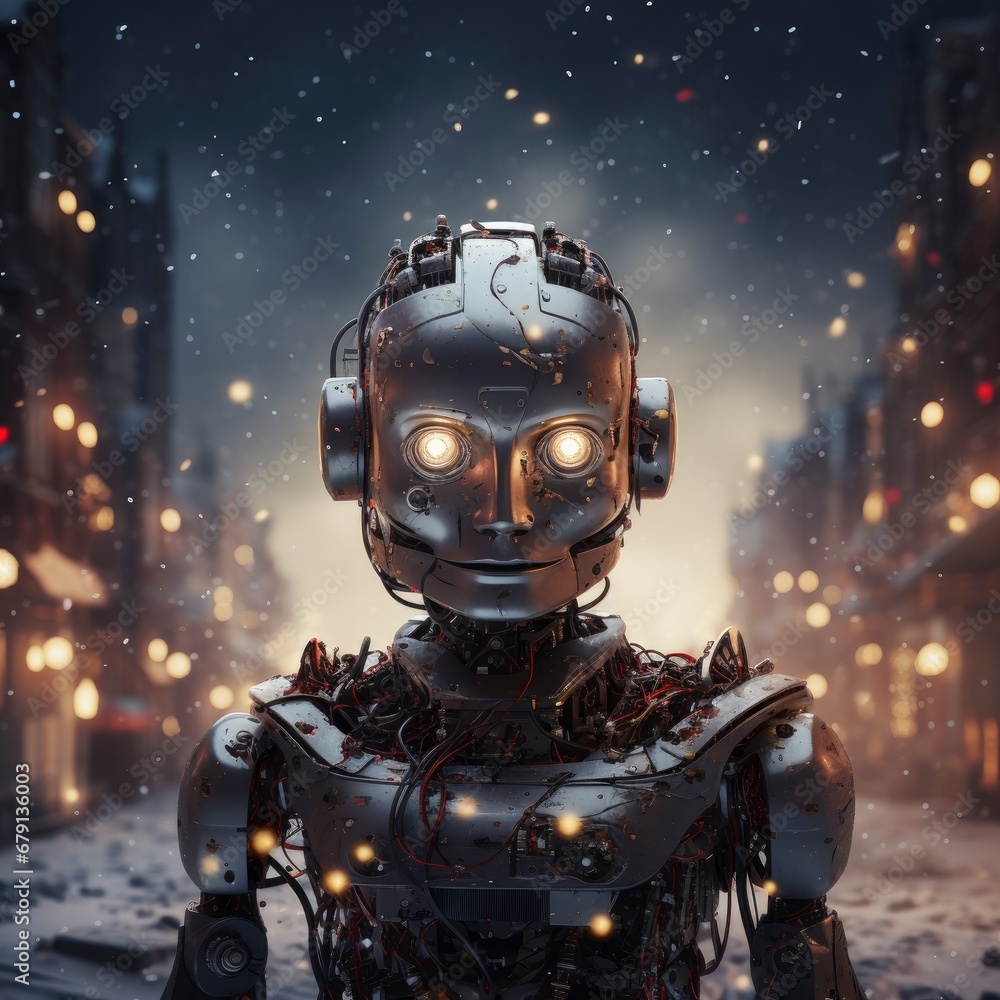 creepy robot in christmas town creepy robot in christmas town
