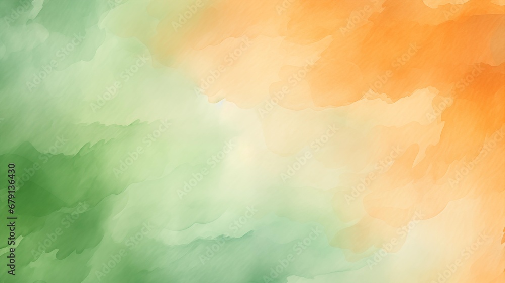 pastel orange and green colors background, watercolor texture - obrazy, fototapety, plakaty 