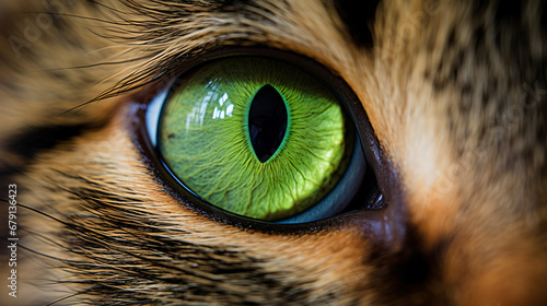 A close up photograph of a cat eye