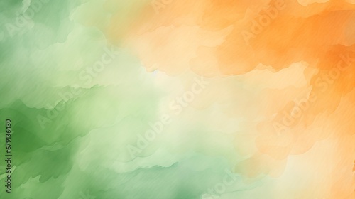 pastel orange and green colors background, watercolor texture photo