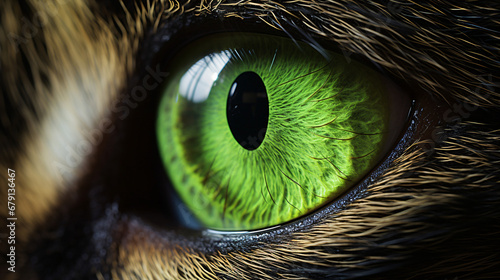 A close up photograph of a cat eye
