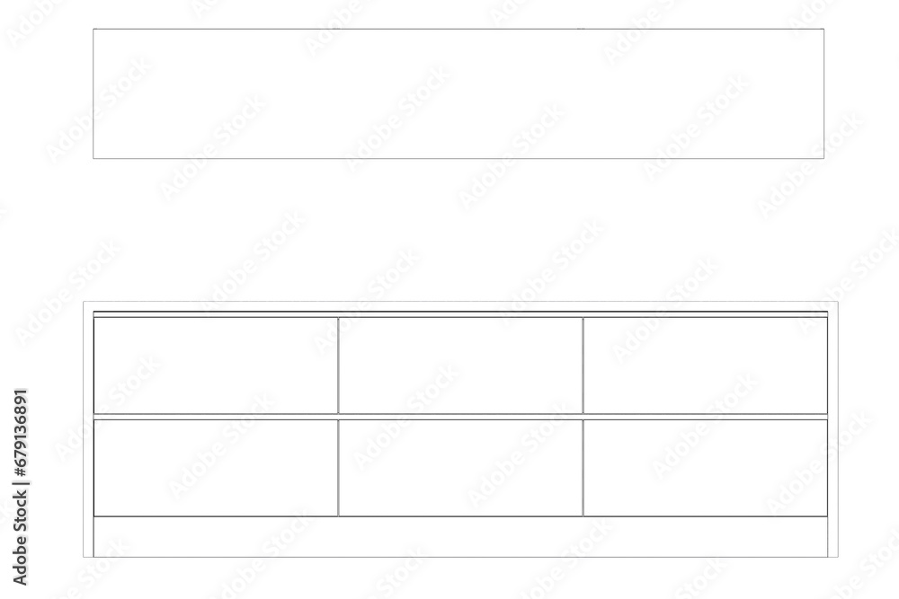 Kitchen interior furniture isolated on a white background, outline illustration, sketch Kitchen interior furniture isolated on a white background, outline illustration, sketch