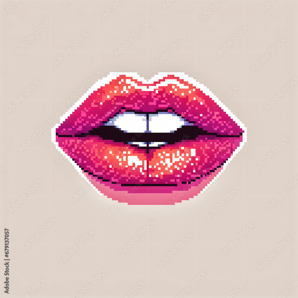 Fototapeta premium A mesmerizing display of vibrant lips pixel art