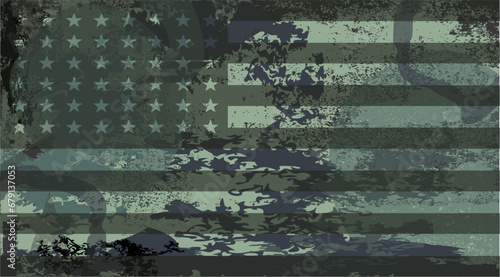 Flagge USA mit militärischem Camouflage Hintergrund