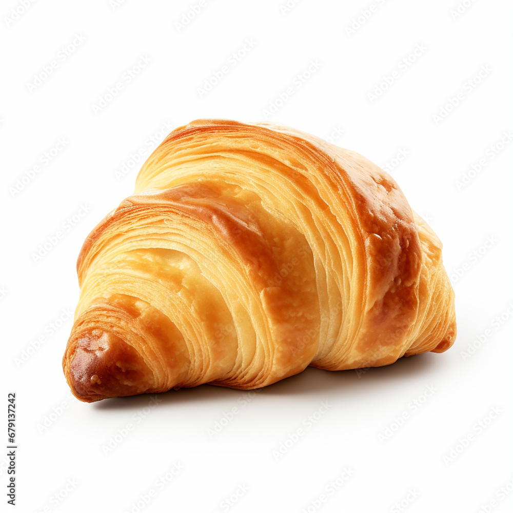 Sweet tasty croissant isolated on white, ai technology Sweet tasty croissant isolated on white, ai technology