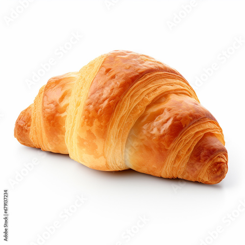 Sweet tasty croissant isolated on white, ai technology