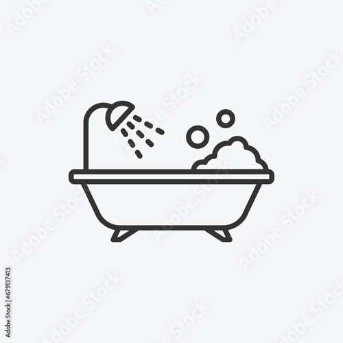 vector illustration of bathtub icon on grey background for graphic, website, ui ux and mobile design. vector illustration