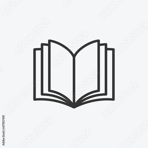 vector illustration of book icon on grey background for graphic, website, ui ux and mobile design. vector illustration