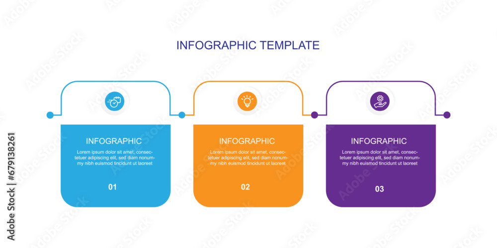 Modern design template infographic vector element with 3 step process or options for web presentation and information graphic  - obrazy, fototapety, plakaty 