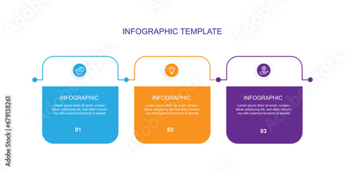 Modern design template infographic vector element with 3 step process or options for web presentation and information graphic 