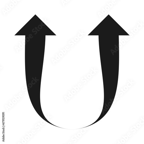U-Shaped Curly Arrows Silhouette Icon