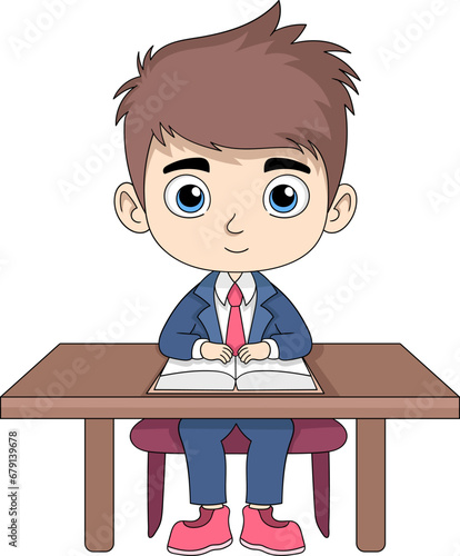 A handsome man wearing a suit is conducting a job application interview