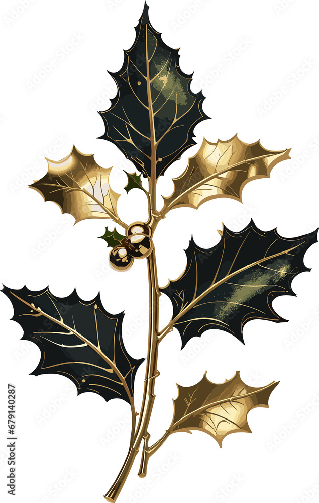 Naklejka premium Christmas holly leaf