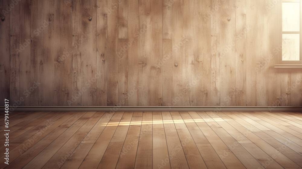 Naklejka premium Empty room with wooden floor