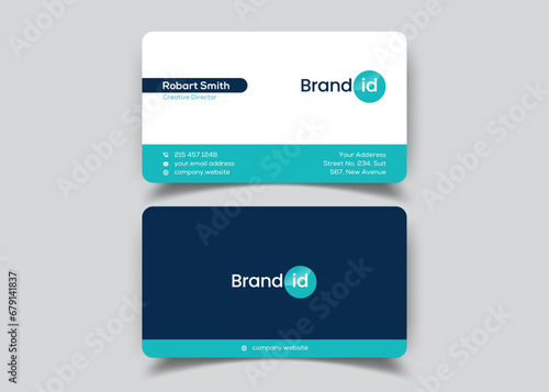 Modern Double-sided Business Card Template. Flat Design Vector Stationery Design, Colorful Card