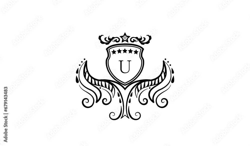 Obraz premium Luxury Alphabet Logo U